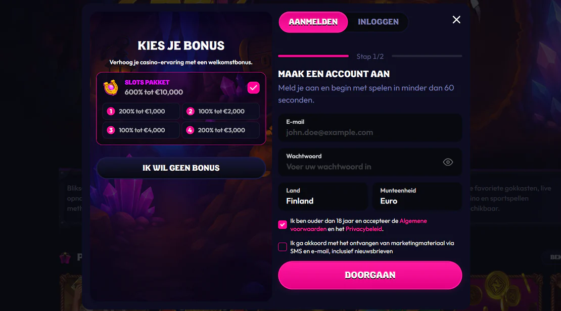 Account aanmaken bij Wildzy